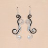 Boucles d'oreilles noir et argent + strass BOA300