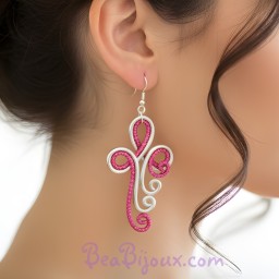 Boucles d'oreilles argent fuchsia BOA351A