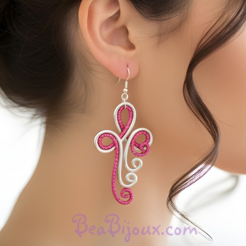 Boucles d'oreilles argent fuchsia