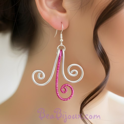 Boucles d'oreilles argent fuchsia