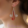 Boucles d'oreilles rouge argent BOA349