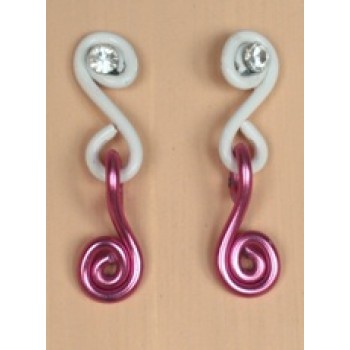 Boucles d oreilles aluminium blanc et rose + strass BOA200C