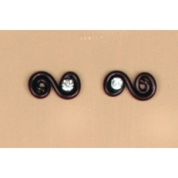 Boucles d oreilles aluminium noir et strass BOA201