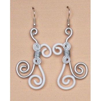 Boucles d oreilles aluminium blanc argent BOA208