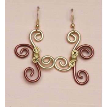 Boucles d oreilles aluminium brun cuivré et or BOA210