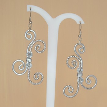 Boucles d'oreilles aluminium argent BO357