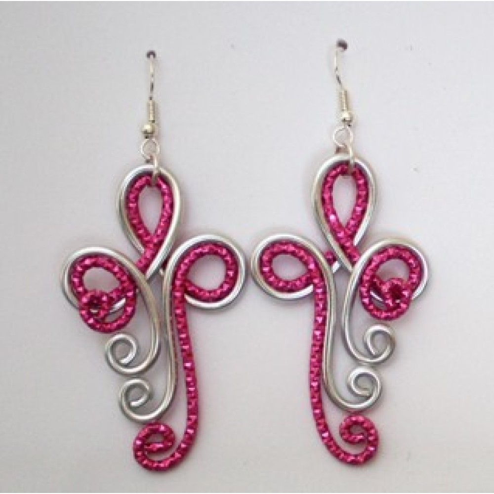 Boucles d'oreilles argent fuchsia