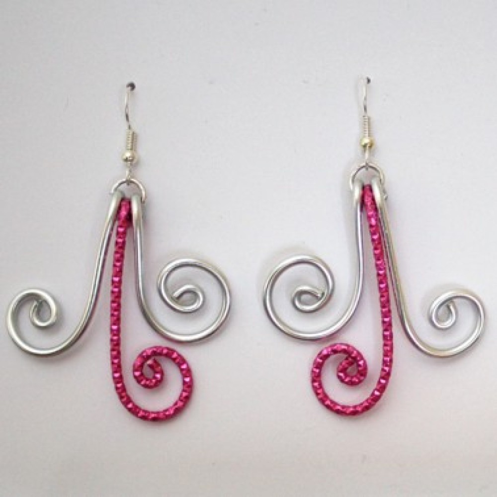 Boucles d'oreilles argent fuchsia
