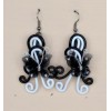 Boucles d oreilles noir blanc + papillons BOA291
