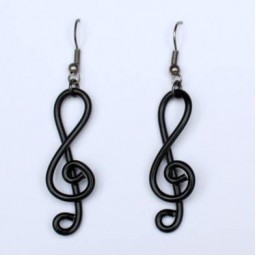 Boucles d'oreilles musique clé de sol noir BOA337