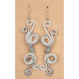 Boucles d oreilles blanc et argent BOA239