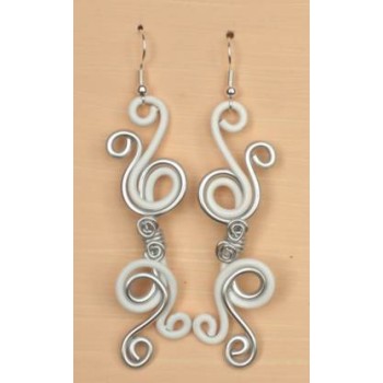 Boucles d oreilles blanc et argent BOA239