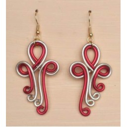 Boucles d oreilles rouge et champagne BOA240