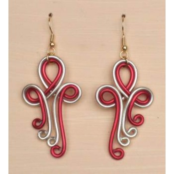 Boucles d oreilles rouge et champagne BOA240