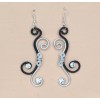 Boucles d'oreilles noir et argent + strass BOA300