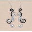 Boucles d'oreilles noir et argent + strass BOA300