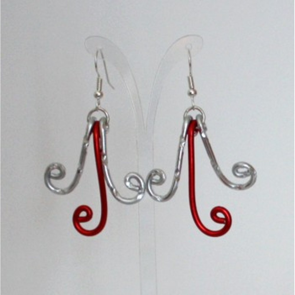 Boucles d'oreilles rouge argent