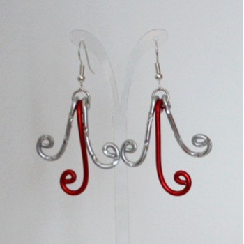 Boucles d'oreilles rouge argent BOA349