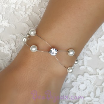 Bracelet de mariage blanc et strass BR1282A