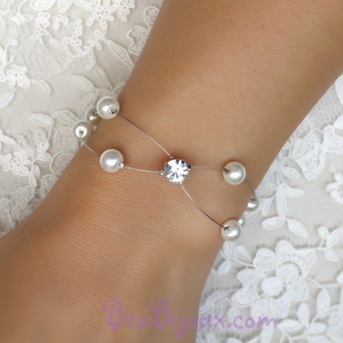 Bracelet de mariage blanc et strass