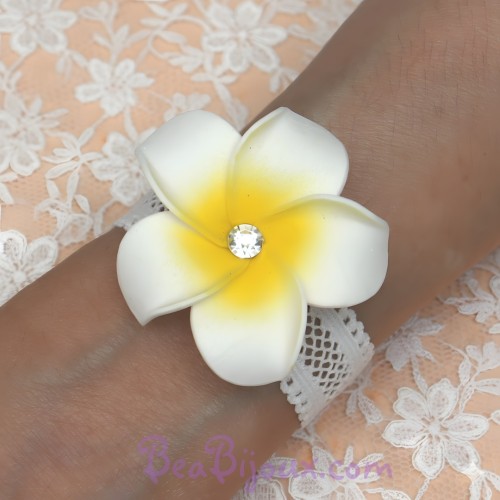 Bracelet élastique fleur de tiaré/frangipanier