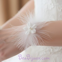 Bracelet fleur plumes blanc BR1242B