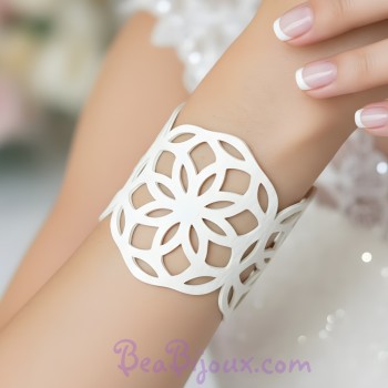 Bracelet mandala blanc simili cuir BR7002