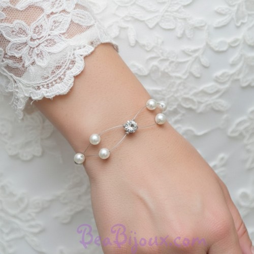 Bracelet mariage blanc strass