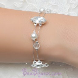 Bracelet mariage blanc cristal et strass BR1188A