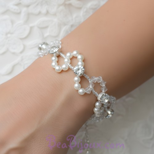 Bracelet mariage blanc cristal et strass