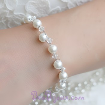 Bracelet mariage blanc et cristal BR1179A