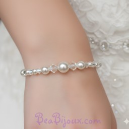 Bracelet mariage blanc et cristal BR4271A