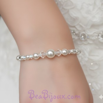 Bracelet mariage blanc et cristal BR4271A