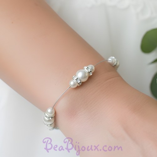 Bracelet mariage blanc et strass