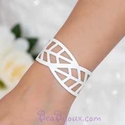 Bracelet mariage blanc feuilles BR7005