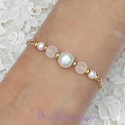 Bracelet mariage doré à l'or fin et blanc BR6003