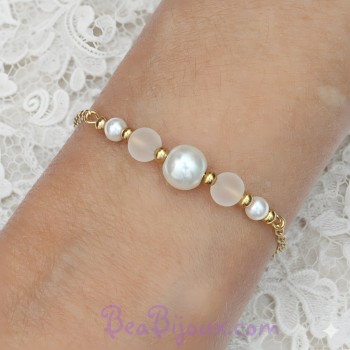 Bracelet mariage doré à l'or fin et blanc BR6003