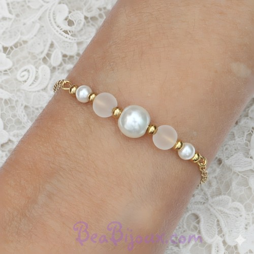 Bracelet mariage doré à l'or fin et blanc
