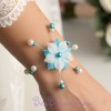 Bracelet mariage fleur bleu turquoise blanc BR1285A