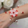 Bracelet mariage fleur rouge blanc BR1285A