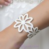 Bracelet mariage fleurs simili cuir blanc BR7001