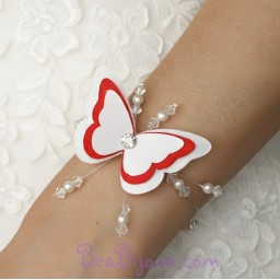 Bracelet mariage papillon blanc rouge BR1268A