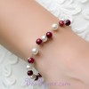 Bracelet perles blanc et bordeaux BR1166A