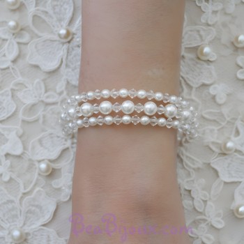Bracelet mariage 3 rangs blanc cristal BR1260A
