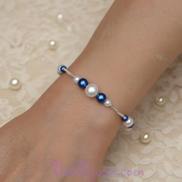 Bracelet mariage blanc bleu royal BR4289A