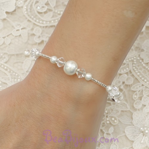 Bracelet mariage blanc cristal