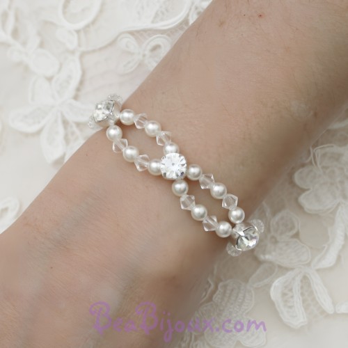 Bracelet mariage blanc cristal strass