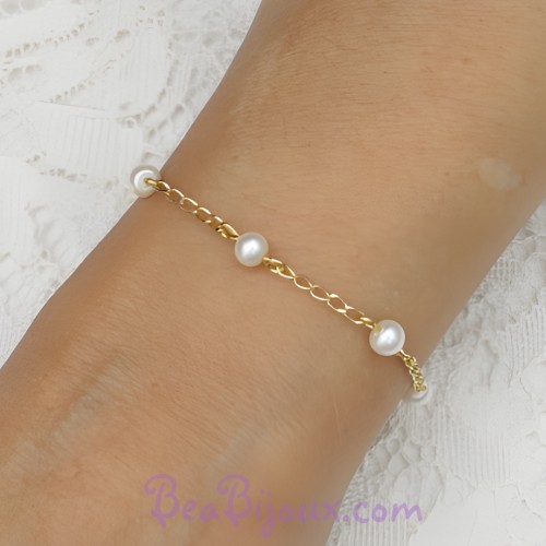 Bracelet mariage blanc et or
