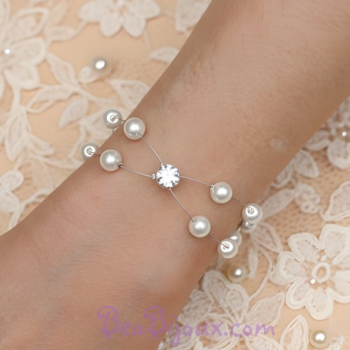Bracelet mariage blanc et strass