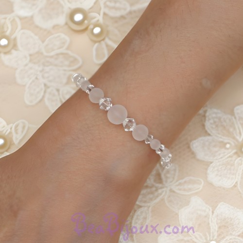 Bracelet mariage cristal et perles givrées